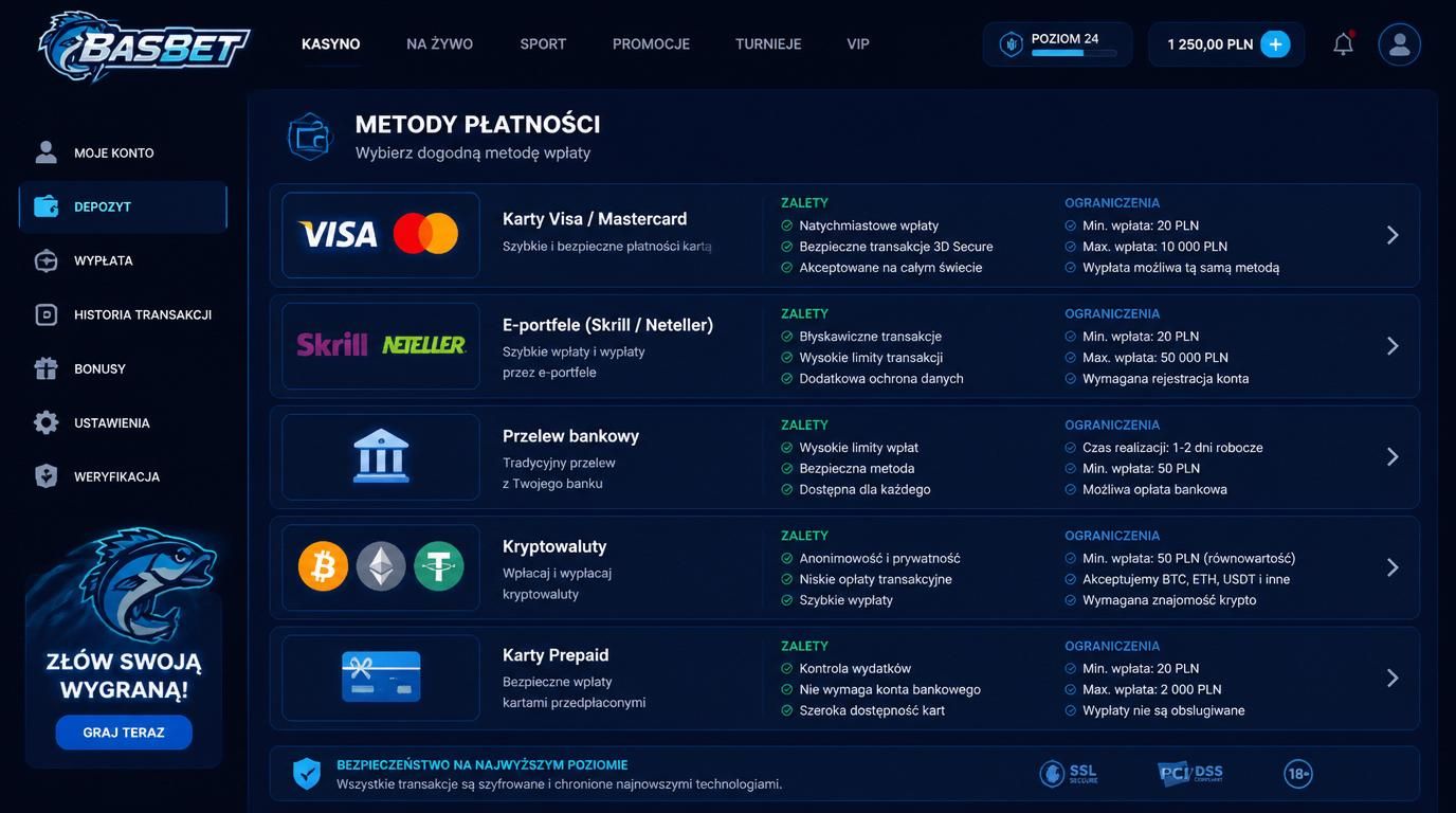 Ikony różnych metod wpłat z krótkim opisem